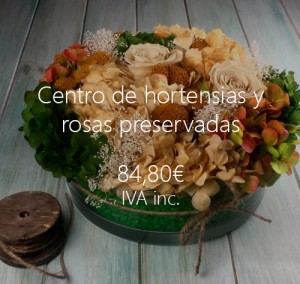 centro hortensias rosas preservadas